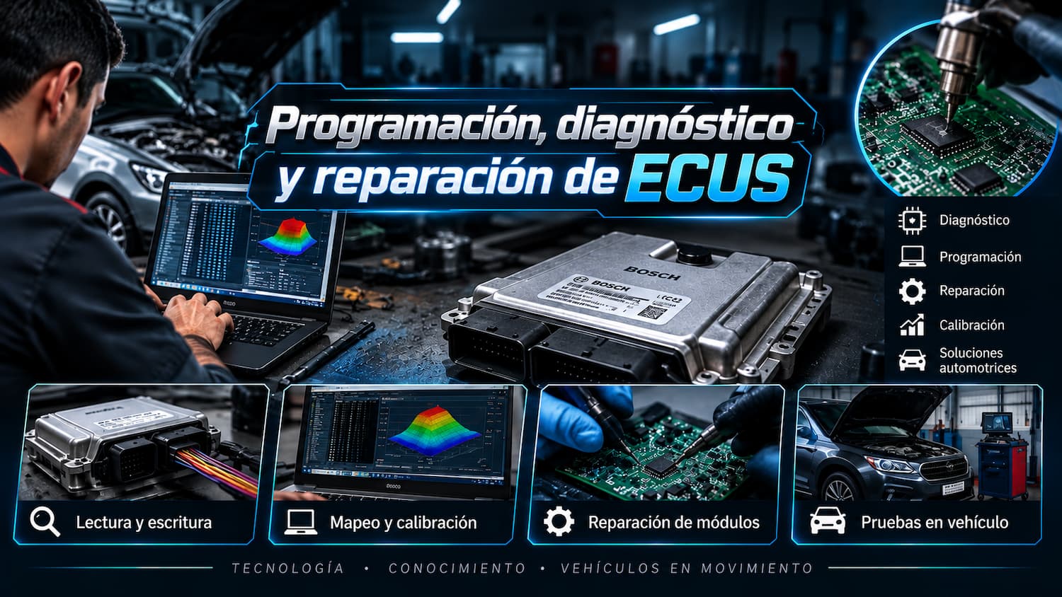 Programación, diagnóstico y reparación de ECUS